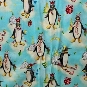 DEBBIE TAYLOR KERMAN Cotton Fabric BTY Penguin Holiday Christmas NEW Quilt HTF
